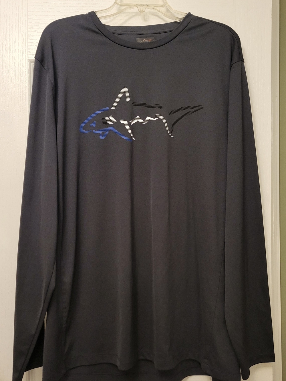 Greg Norman Collection Black Long-Sleeve Shirt with Blue and White Logo
